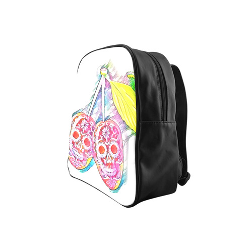 PopArt Cherry Skull School Backpack (Model 1601)(Small)