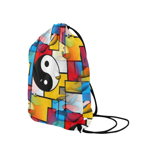 Yin and Yang Popart by Nico Bielow Large Drawstring Bag Model 1604 (Twin Sides)  16.5"(W) * 19.3"(H)
