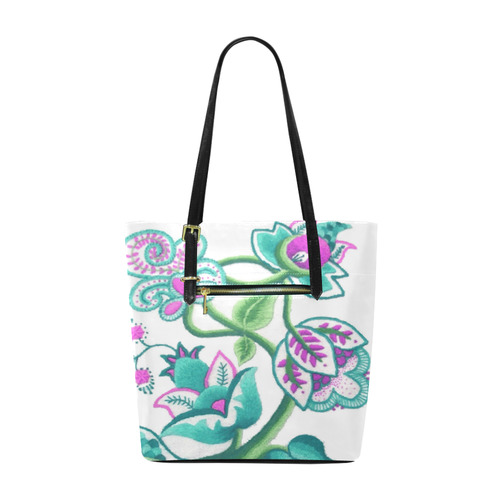 Pink Aqua Vintage Jacobean Floral Euramerican Tote Bag/Small (Model 1655)