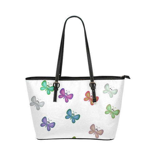 Butterflies Leather Tote Bag/Small (Model 1651)