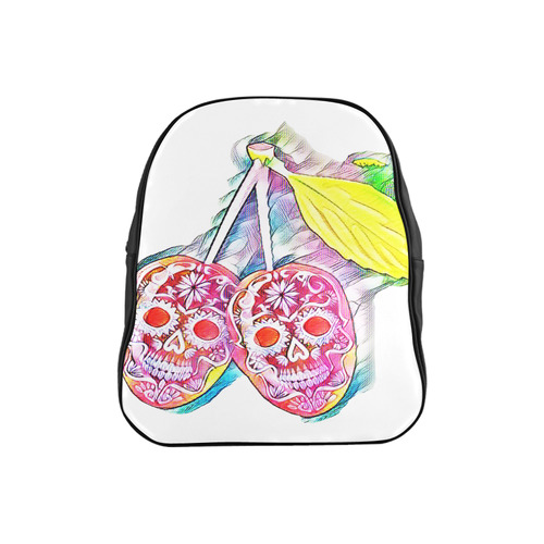 PopArt Cherry Skull School Backpack (Model 1601)(Small)