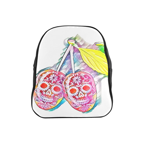 PopArt Cherry Skull School Backpack (Model 1601)(Small)