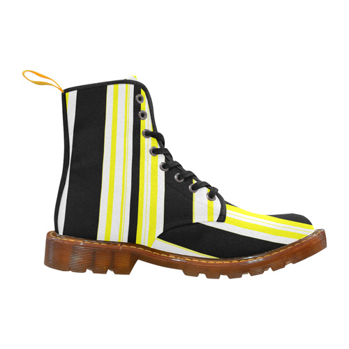 yellow black and white stripes Martin Boots For Women Model 1203H