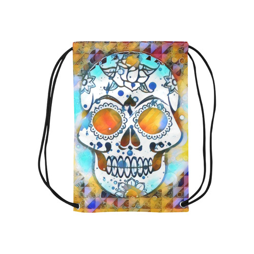 funky Skull A by Jamcolors Small Drawstring Bag Model 1604 (Twin Sides) 11"(W) * 17.7"(H)