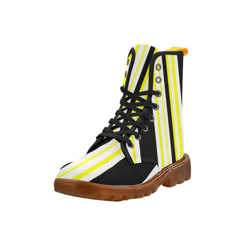 yellow black and white stripes Martin Boots For Women Model 1203H