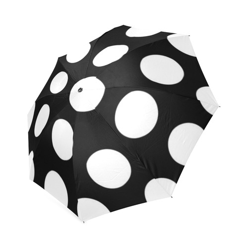 Large Black White Polka Dots Pattern Foldable Umbrella (Model U01)