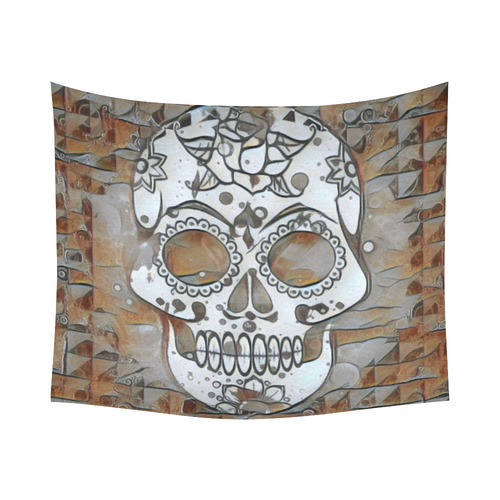 funky Skull B by Jamcolors Cotton Linen Wall Tapestry 60"x 51"