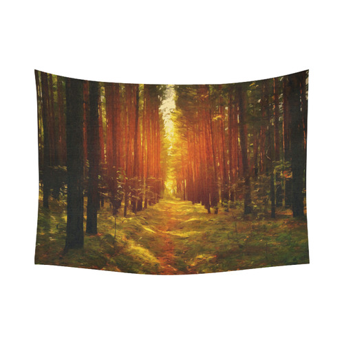 Light in the Forest Modern Landscape Cotton Linen Wall Tapestry 80"x 60"
