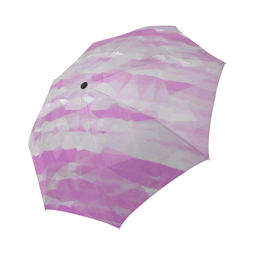 Pink White Abstract Geometric Pattern Auto-Foldable Umbrella (Model U04)