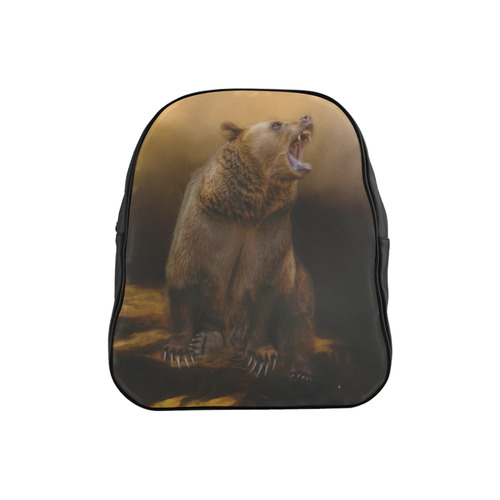 Roaring grizzly bear School Backpack (Model 1601)(Small)