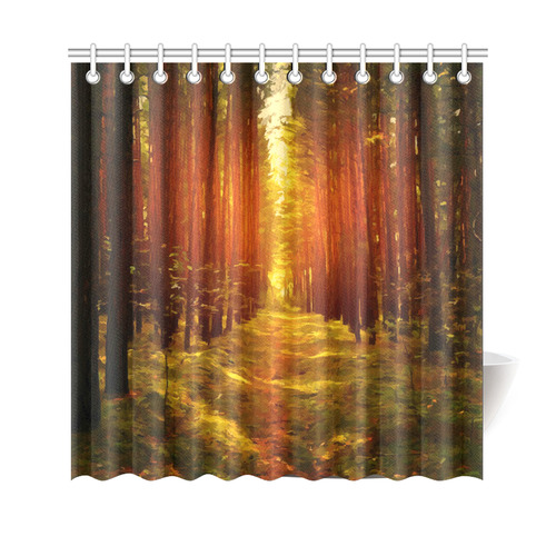 Light in the Forest Modern Landscape Shower Curtain 69"x70"