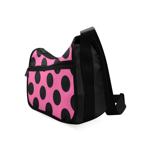 Large Black Pink Polka Dots Pattern Crossbody Bags (Model 1616)