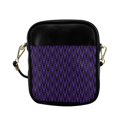 Gothic style Purple and Black Skulls Sling Bag (Model 1627)