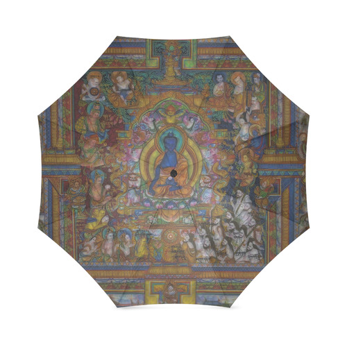 Awesome Thanka With The Holy Medicine Buddha Foldable Umbrella (Model U01)