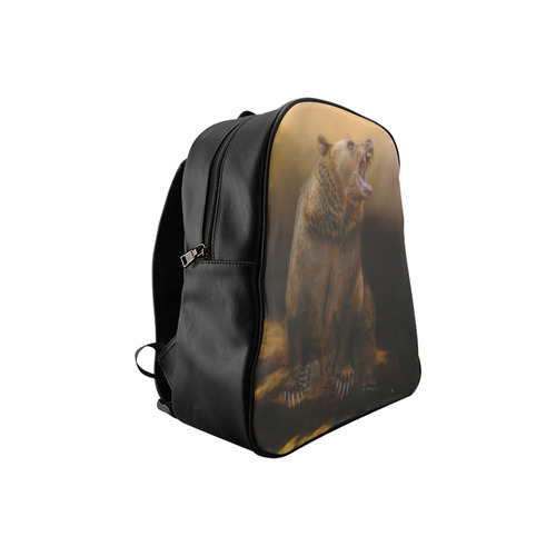 Roaring grizzly bear School Backpack (Model 1601)(Small)