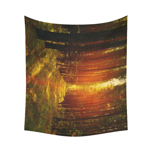 Light in the Forest Modern Landscape Cotton Linen Wall Tapestry 60"x 51"