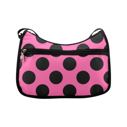 Large Black Pink Polka Dots Pattern Crossbody Bags (Model 1616)