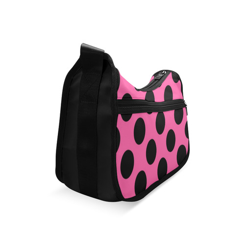 Large Black Pink Polka Dots Pattern Crossbody Bags (Model 1616)