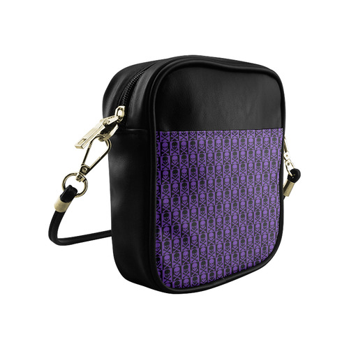 Gothic style Purple and Black Skulls Sling Bag (Model 1627)