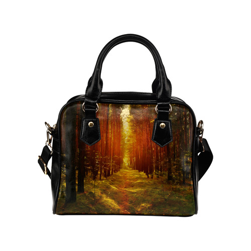 Light in the Forest Modern Landscape Shoulder Handbag (Model 1634)