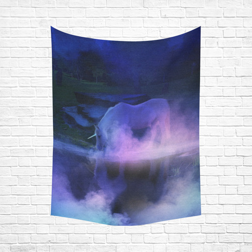 An Awesome Unicorn Beside A Magic Lake Cotton Linen Wall Tapestry 60"x 80"