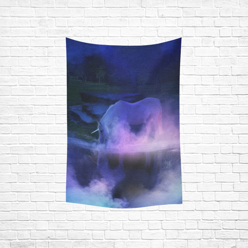 An Awesome Unicorn Beside A Magic Lake Cotton Linen Wall Tapestry 40"x 60"