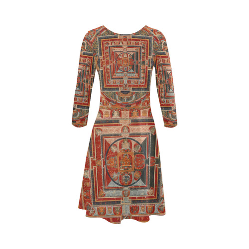 Mandala  of  Bodhisattva of Transcendent Wisdom 3/4 Sleeve Sundress (D23)