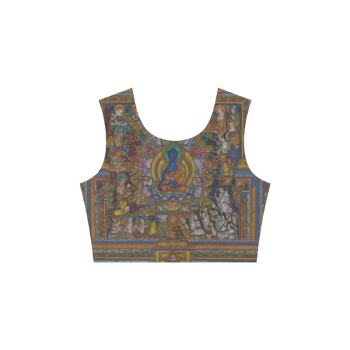 Awesome Thanka With The Holy Medicine Buddha Elbow Sleeve Ice Skater Dress (D20)