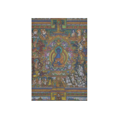 Awesome Thanka With The Holy Medicine Buddha Cotton Linen Wall Tapestry 40"x 60"