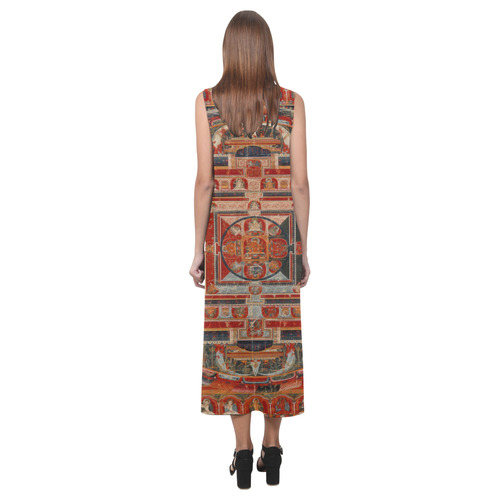 Mandala  of  Bodhisattva of Transcendent Wisdom Phaedra Sleeveless Open Fork Long Dress (Model D08)