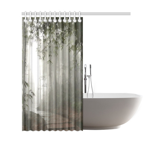 Landscape Forest Path in Foggy Mist Shower Curtain 69"x70"