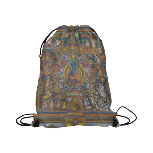 Awesome Thanka With The Holy Medicine Buddha Large Drawstring Bag Model 1604 (Twin Sides)  16.5"(W) * 19.3"(H)