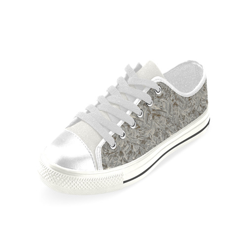 Silver Tropical Print Low Top Canvas Shoes for Kid (Model 018)