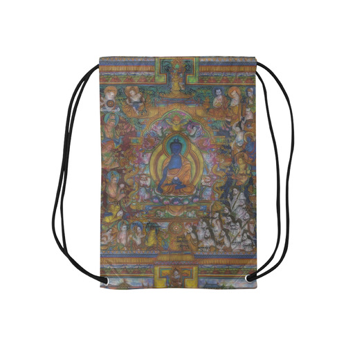 Awesome Thanka With The Holy Medicine Buddha Small Drawstring Bag Model 1604 (Twin Sides) 11"(W) * 17.7"(H)