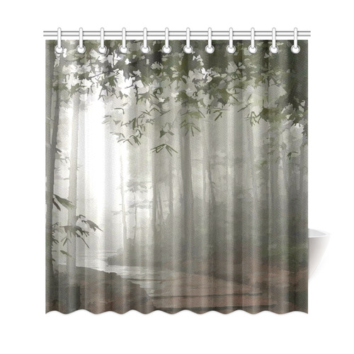 Landscape Forest Path in Foggy Mist Shower Curtain 69"x72"