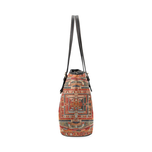 Mandala  of  Bodhisattva of Transcendent Wisdom Leather Tote Bag/Small (Model 1640)