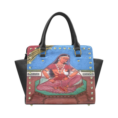 Deity Parvati with her Son Ganesha Rivet Shoulder Handbag (Model 1645)