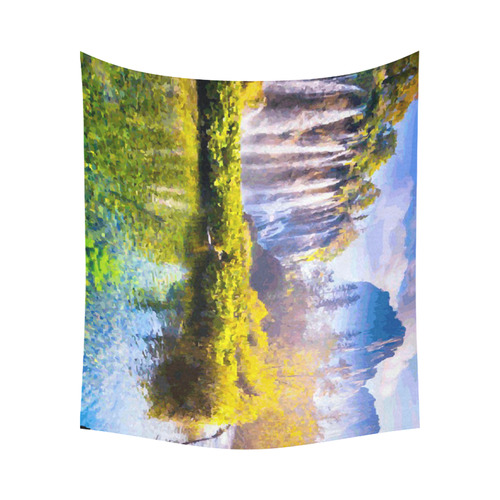 Waterfalls Forest Mountains Nature Landscape Cotton Linen Wall Tapestry 60"x 51"