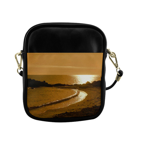 Cliffs on Beach at Sunset Landscape Sling Bag (Model 1627)