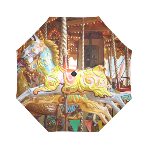 Colorful Carousel Horses Merry Go Round Auto-Foldable Umbrella (Model U04)