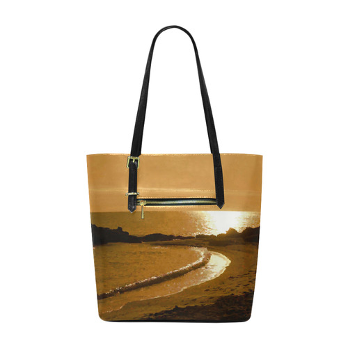 Cliffs on Beach at Sunset Landscape Euramerican Tote Bag/Small (Model 1655)