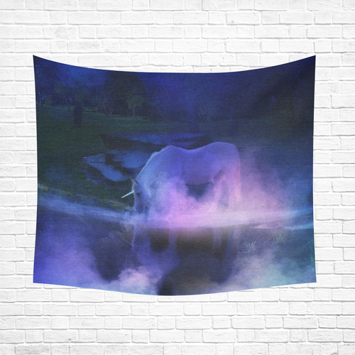 An Awesome Unicorn Beside A Magic Lake Cotton Linen Wall Tapestry 60"x 51"