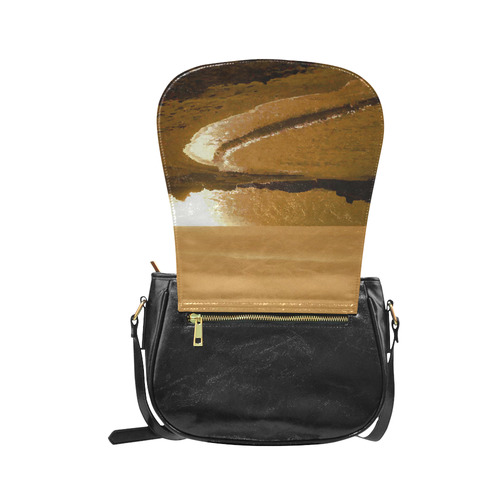 Cliffs on Beach at Sunset Landscape Classic Saddle Bag/Small (Model 1648)