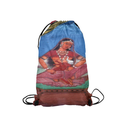 Deity Parvati with her Son Ganesha Small Drawstring Bag Model 1604 (Twin Sides) 11"(W) * 17.7"(H)