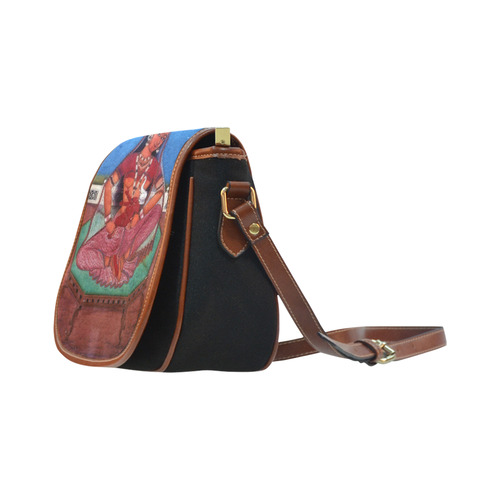 Deity Parvati with her Son Ganesha Saddle Bag/Small (Model 1649)(Flap Customization)