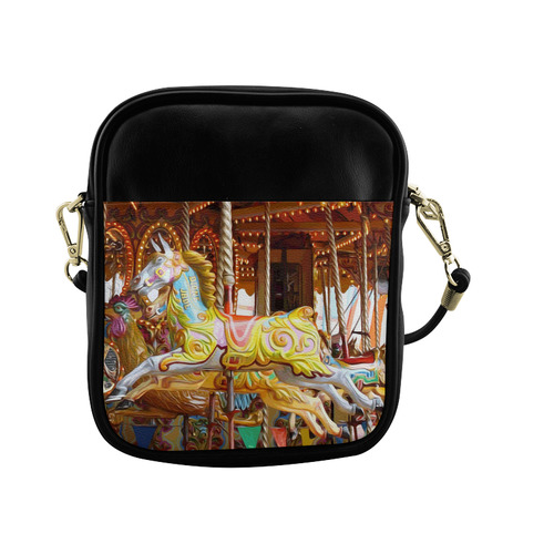 Colorful Carousel Horses Merry Go Round Sling Bag (Model 1627)