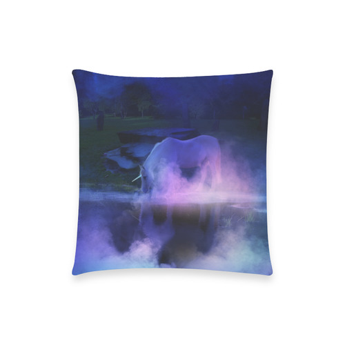 An Awesome Unicorn Beside A Magic Lake Custom  Pillow Case 18"x18" (one side) No Zipper