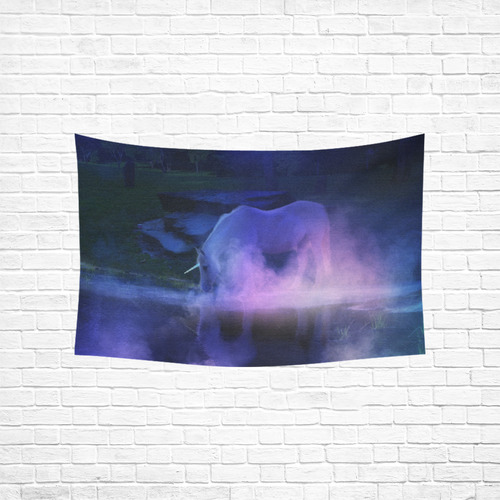 An Awesome Unicorn Beside A Magic Lake Cotton Linen Wall Tapestry 60"x 40"