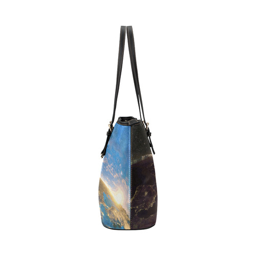 Planet Earth From Space Leather Tote Bag/Large (Model 1651)