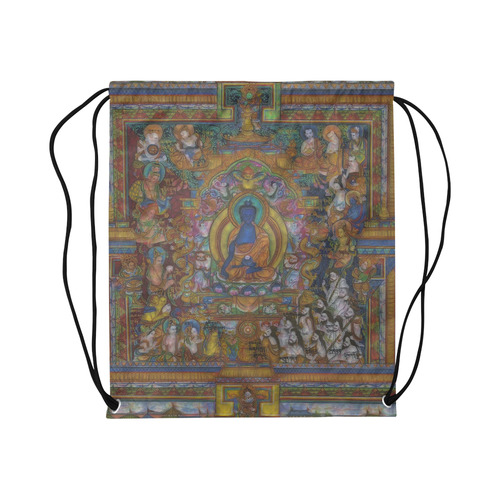 Awesome Thanka With The Holy Medicine Buddha Large Drawstring Bag Model 1604 (Twin Sides)  16.5"(W) * 19.3"(H)